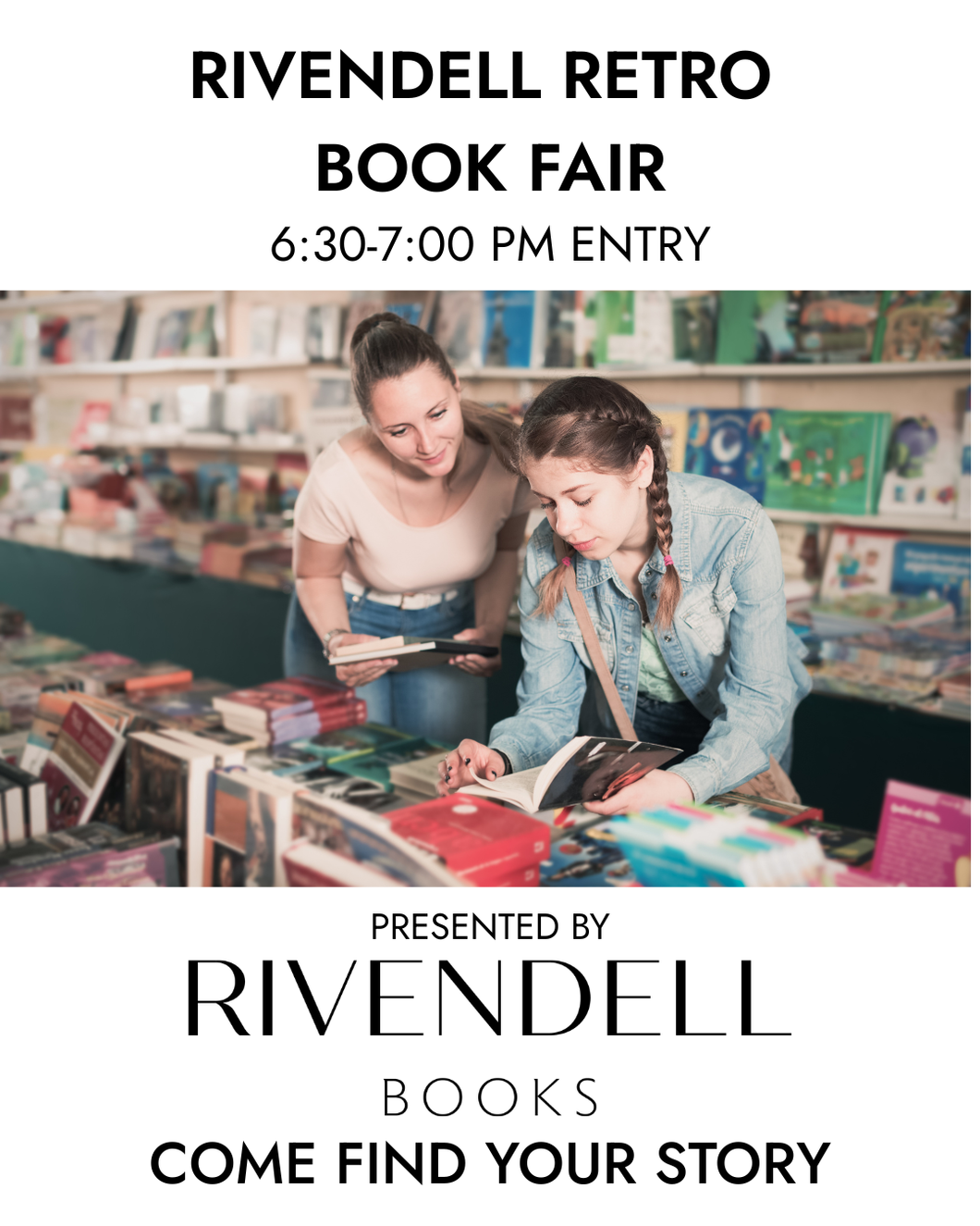 Rivendell Retro Book Fair: 6:30-7:00 PM Class Entry