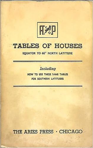 Tables of Houses: Equator to 66 Degrees North Latitude