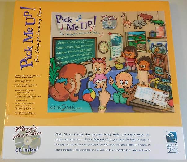 Li'L Pick Me Up! Fun Songs for Learning 200+ ASL Signs - Printed Book plus Enhanced Music CD plus Digital Download Activity Guide