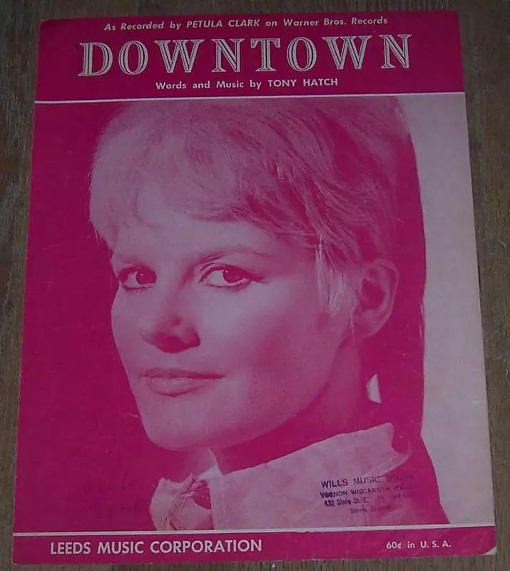 Downtown Petula Clark Tony Hatch 1964 Vintage Sheet Music